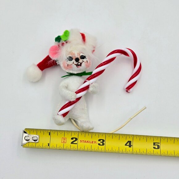 Annalee Sweet Candy Cane Mouse Santa Hat Christmas Ornament 2009 Read - Picture 3 of 10